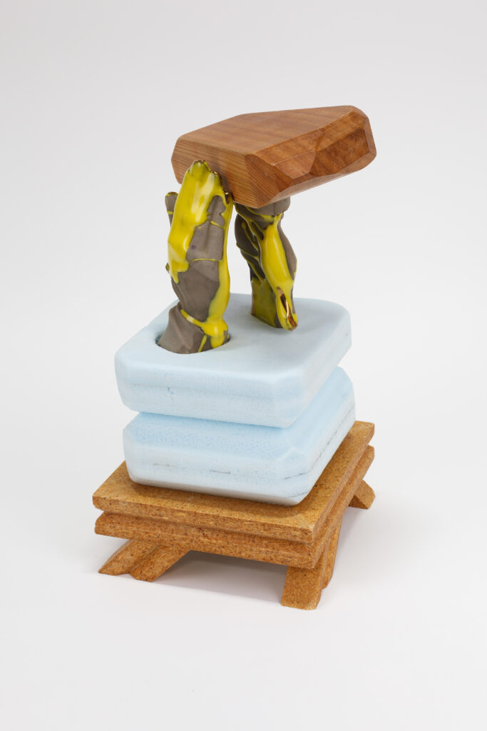 Philip_Lique_The weight of prayer and toil, 2020, ceramic and foam with gold luster , 8” x 8” x 12” Unique Work